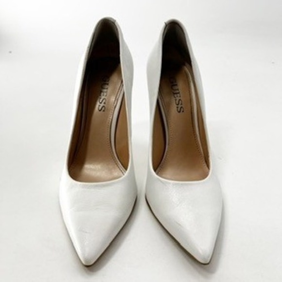 Guess White Pointed Toe Heels Pumps Stiletto Dress Shoes Classic Size 7 - Picture 1 of 6
